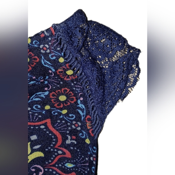 Its Pink Navy Blue Mini Dress With Colorful Design Sleeveless Size Small - Picture 7 of 11